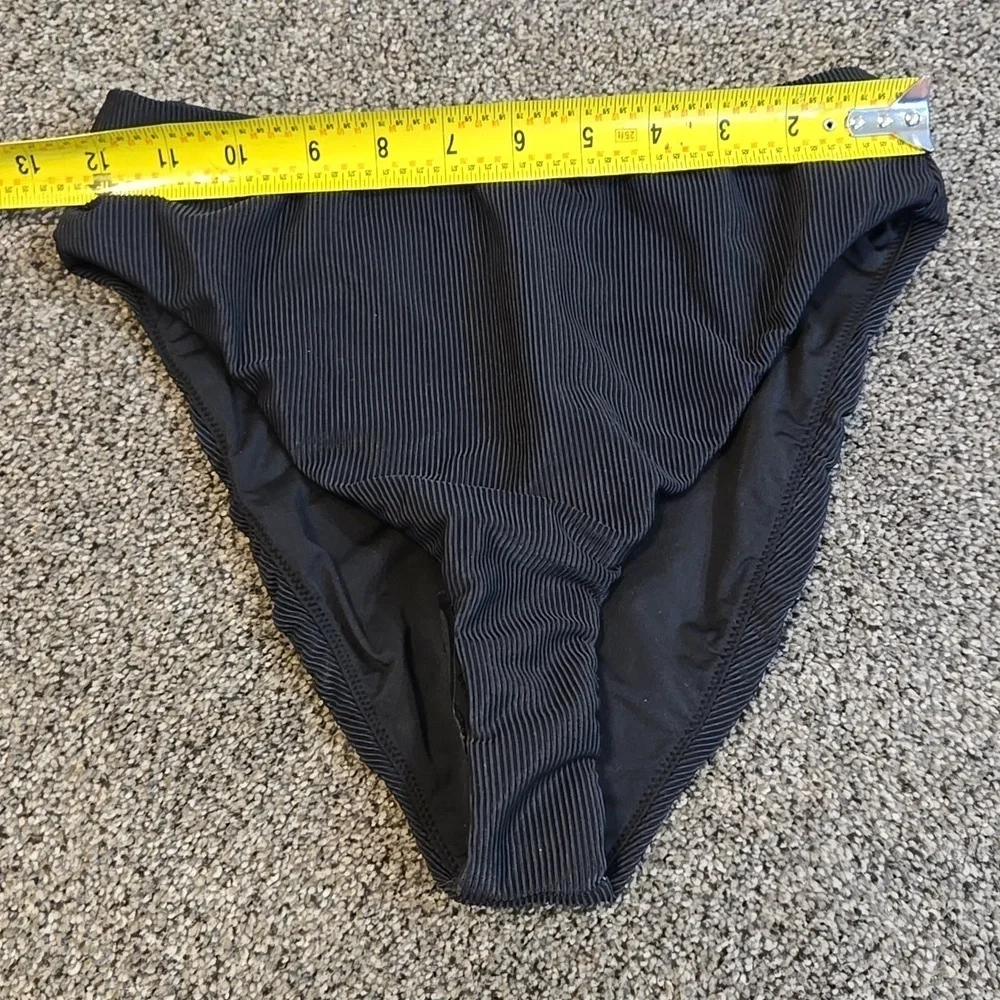 NWOT Good American Women Fits Black Striped Bikini Bottom Swim Sz 2/M